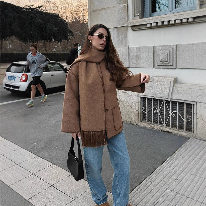 Übergroßer Mantel mit Fransen für Damen