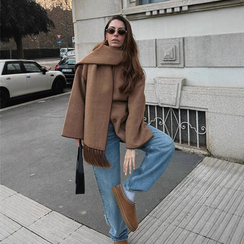 Übergroßer Mantel mit Fransen für Damen
