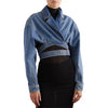 Avah - Kurze jeansjacke mit verstellbarem gürtel