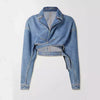 Avah - Kurze jeansjacke mit verstellbarem gürtel
