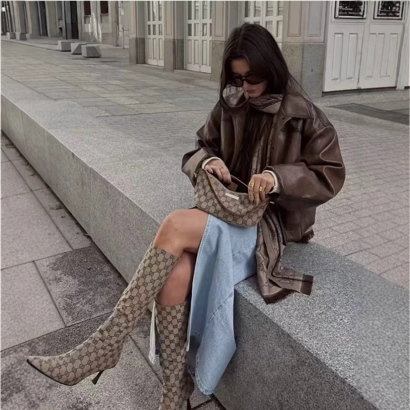 Faux-Lederjacke für Damen mit praktischen Taschen