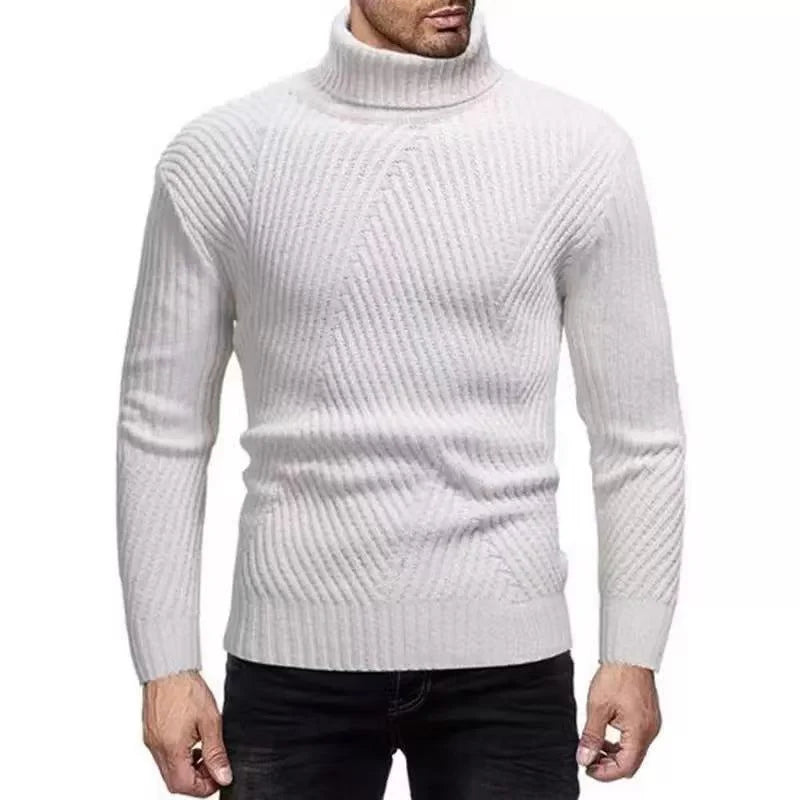 Fein gerippter Rollkragenpullover für Herren
