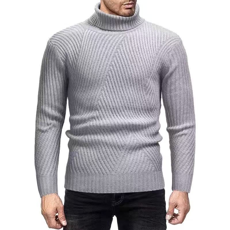 Fein gerippter Rollkragenpullover für Herren