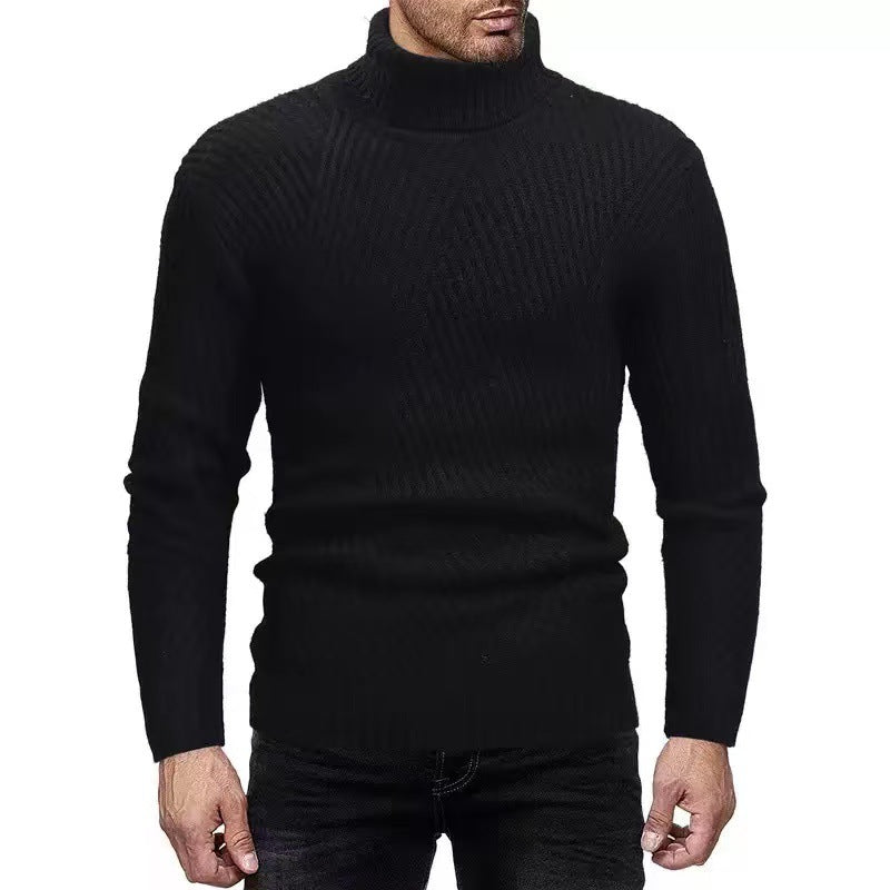 Fein gerippter Rollkragenpullover für Herren