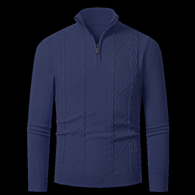 Fein gestrickter Pullover mit Reißverschluss Herren