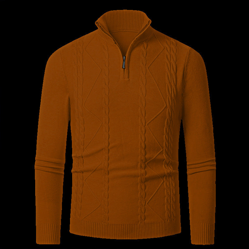 Fein gestrickter Pullover mit Reißverschluss Herren