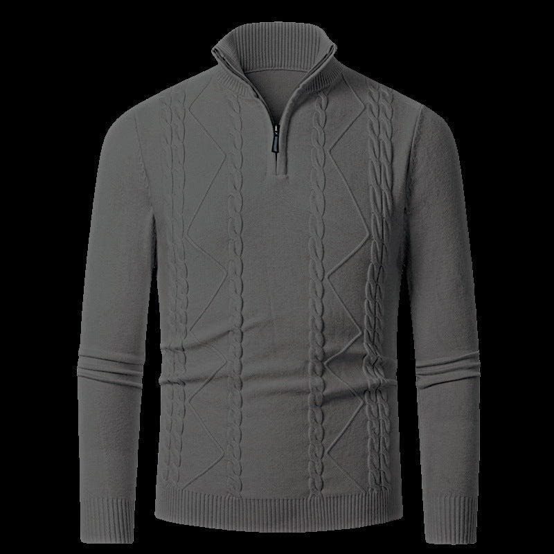 Fein gestrickter Pullover mit Reißverschluss Herren
