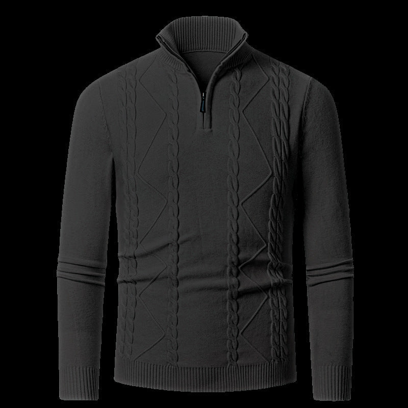 Fein gestrickter Pullover mit Reißverschluss Herren