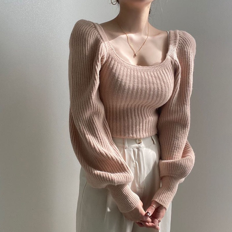 Feinstrickpullover mit eckigem Ausschnitt für Damen