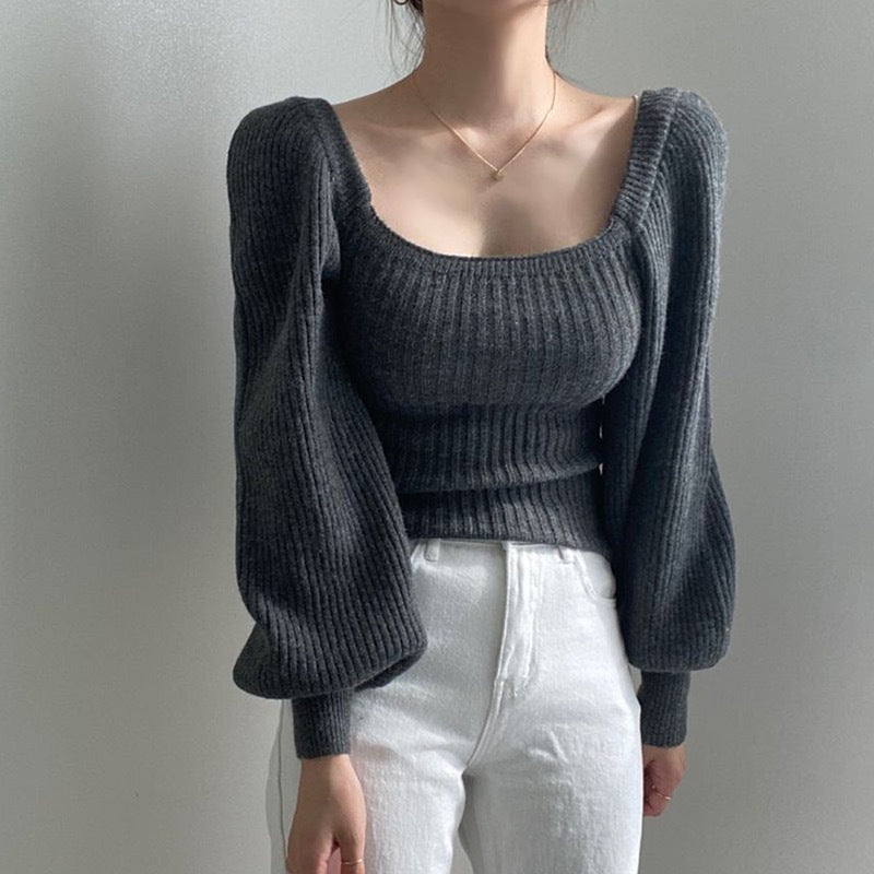 Feinstrickpullover mit eckigem Ausschnitt für Damen
