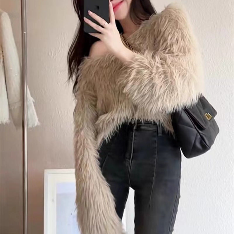 Flauschiger Pullover mit lockerem Schnitt für Damen