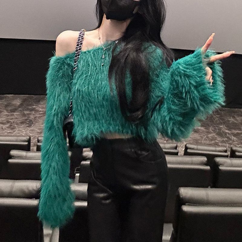 Flauschiger Pullover mit lockerem Schnitt für Damen