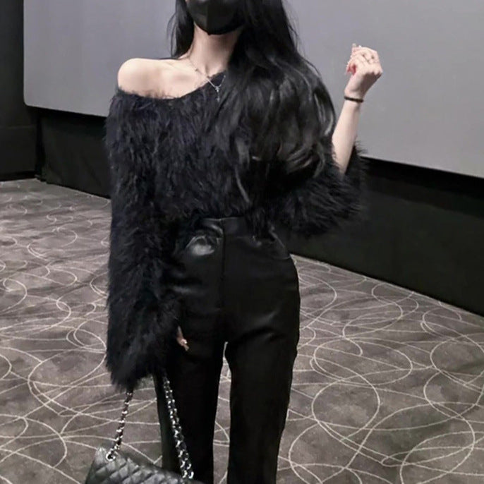 Flauschiger Pullover mit lockerem Schnitt für Damen