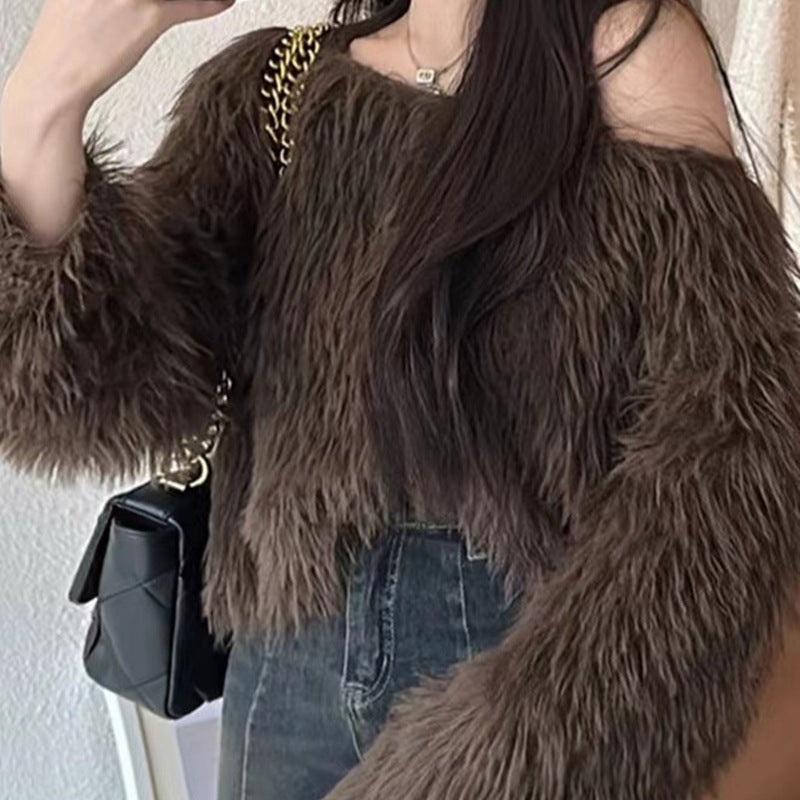 Flauschiger Pullover mit lockerem Schnitt für Damen