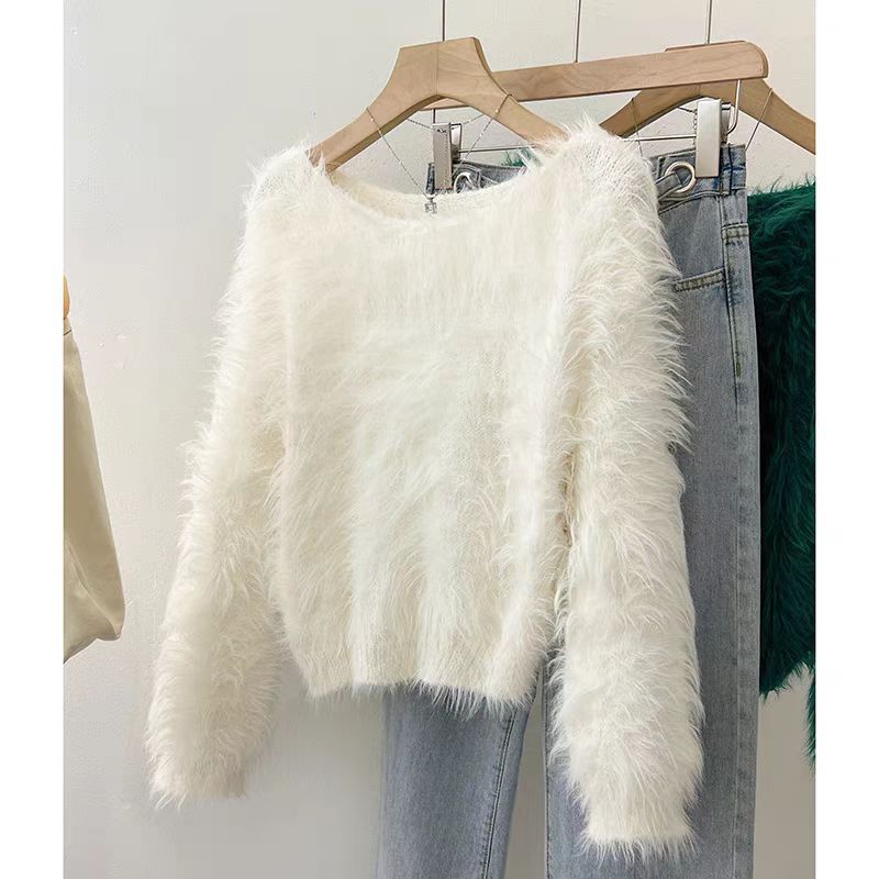 Flauschiger Pullover mit lockerem Schnitt für Damen