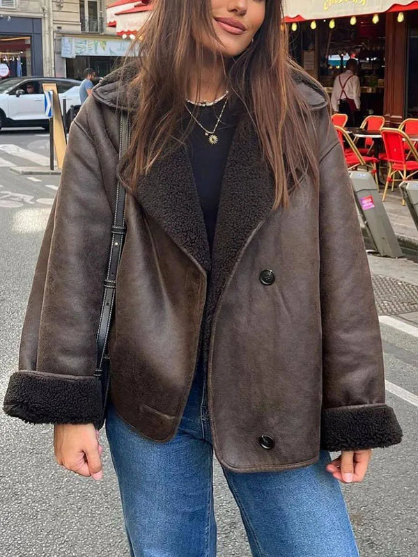 Fleece Jacke mit Revers für Damen