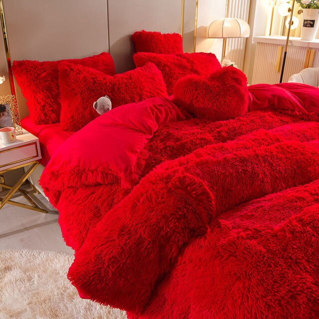 Kuschelige Fleecedecke 5er-Set Bettwäsche für den Winter