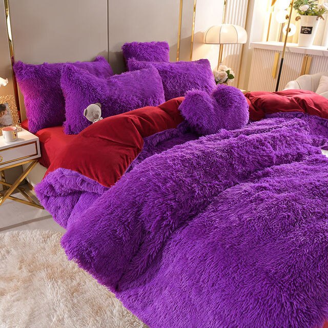 Kuschelige Fleecedecke 5er-Set Bettwäsche für den Winter