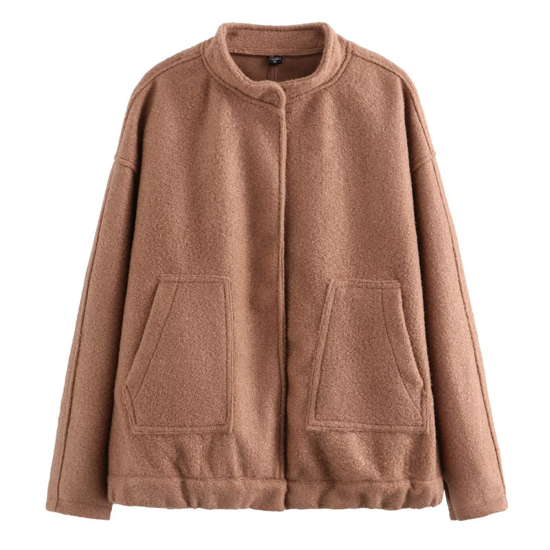 Fleecejacke mit Taschen und elastischem Bund für Damen