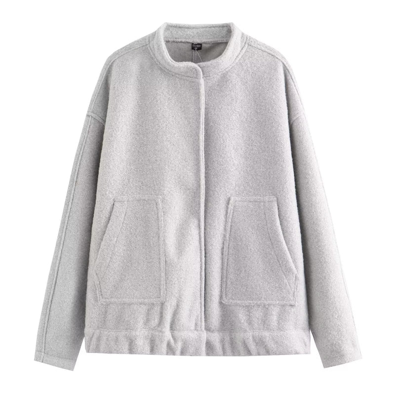 Fleecejacke mit Taschen und elastischem Bund für Damen