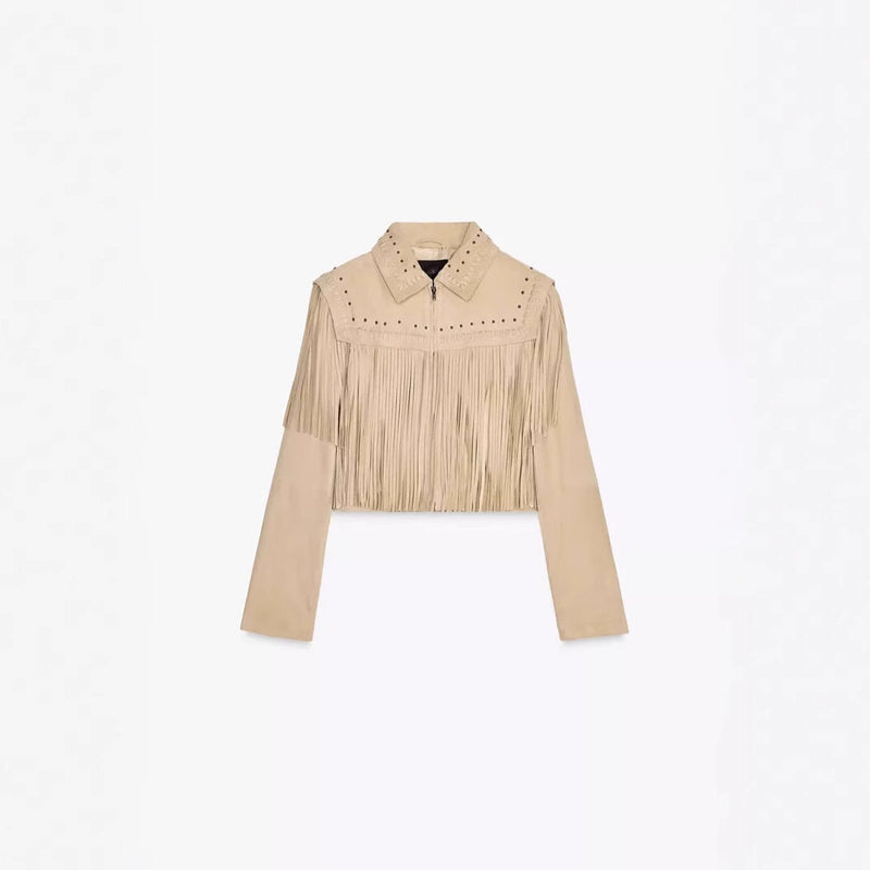 Fransenjacke mit Steinbesatz für Damen