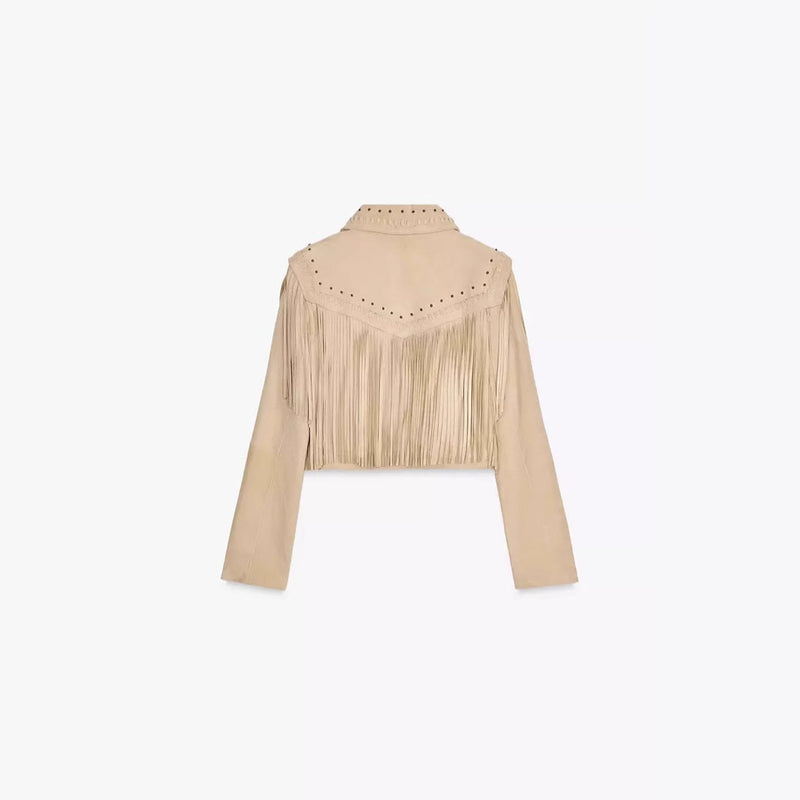 Fransenjacke mit Steinbesatz für Damen