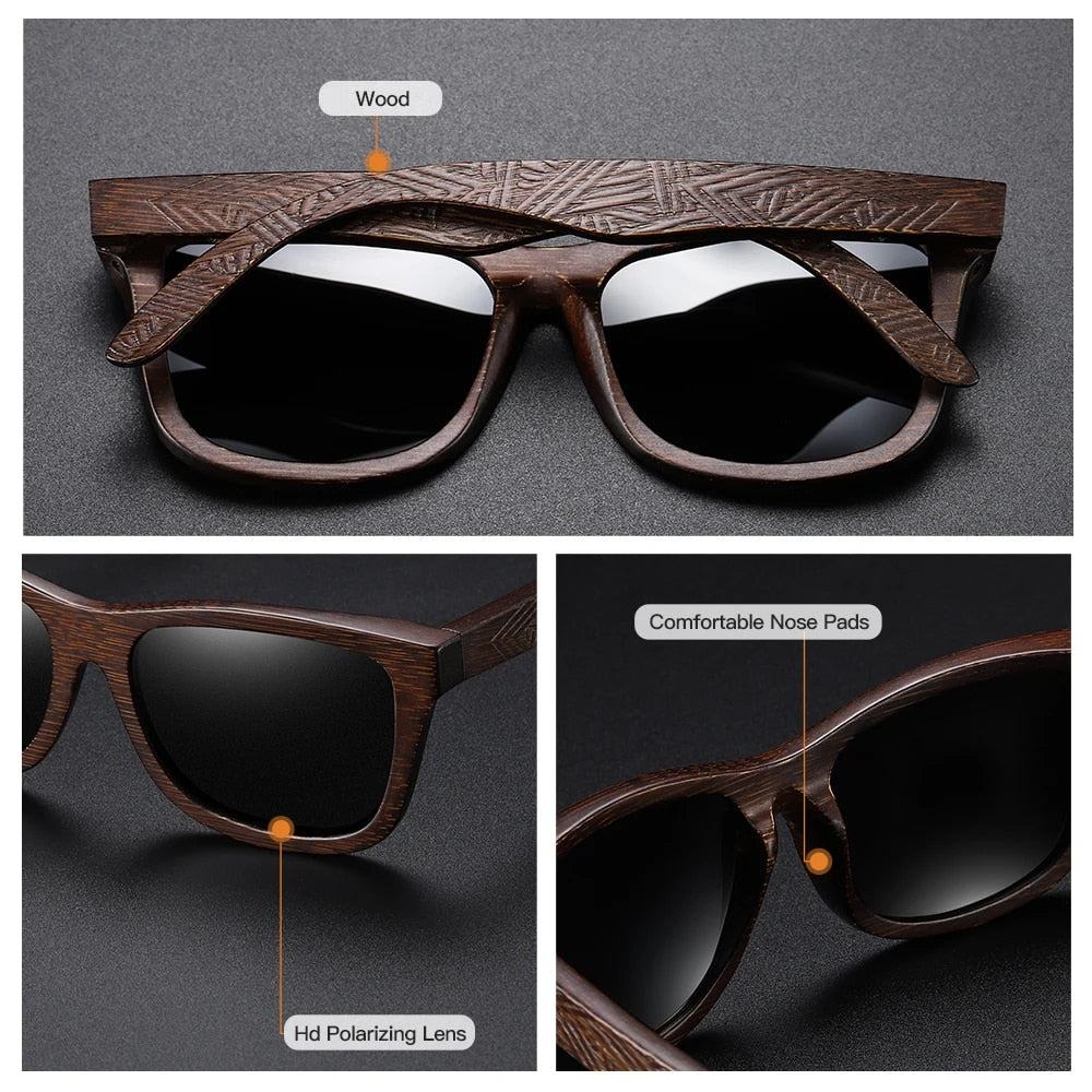 Unisex-Sonnenbrille aus Bambus mit polarisierten UV400-Gläsern