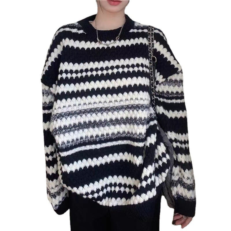 Gemusterter Strickpullover mit Struktur für Damen