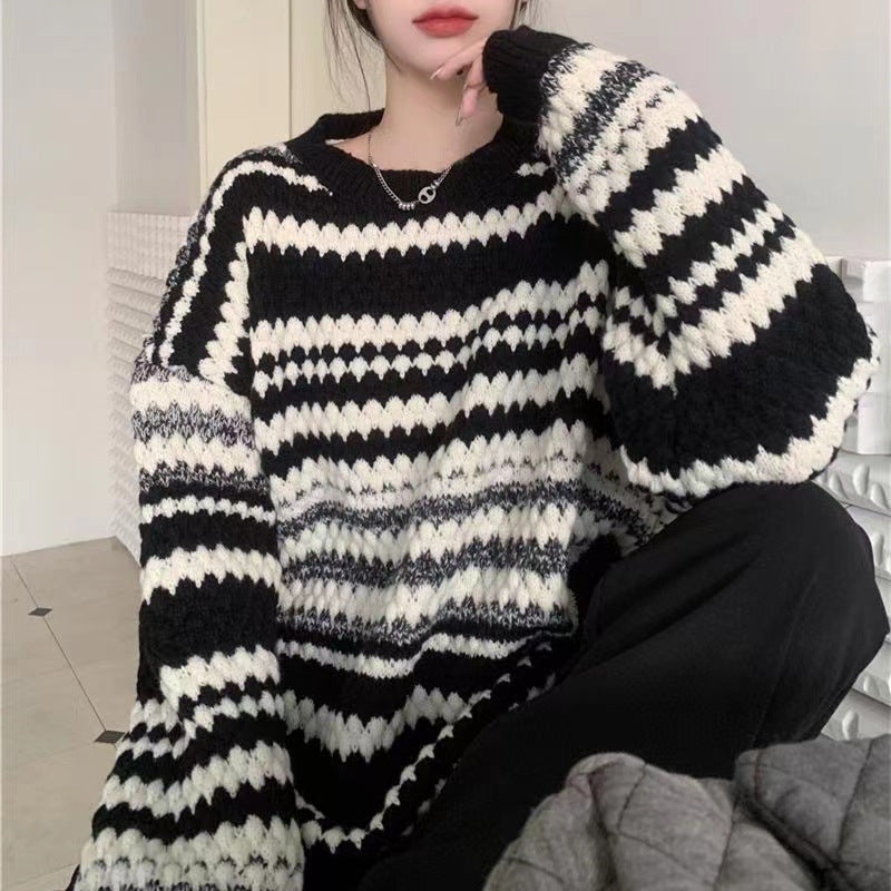 Gemusterter Strickpullover mit Struktur für Damen