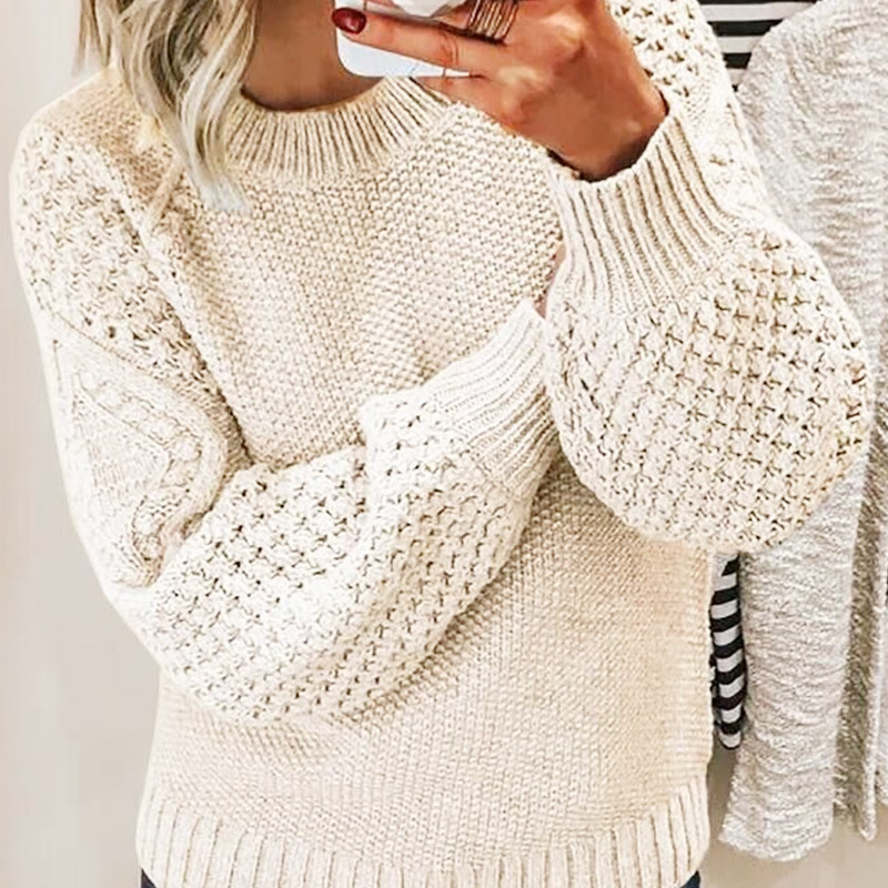 Gemütlicher Strickpullover für Damen mit Langarm