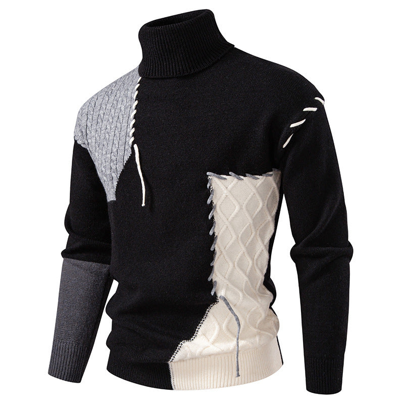 Geometrischer Strick Rollkragenpullover für Herren