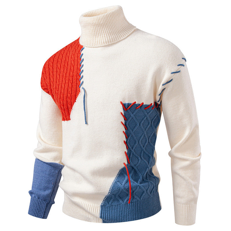 Geometrischer Strick Rollkragenpullover für Herren