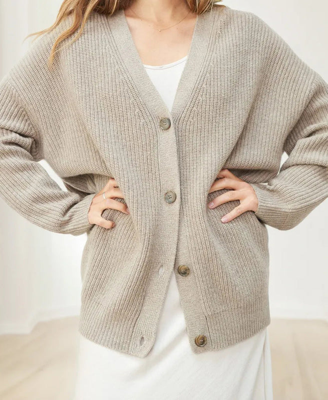 Gerippte Strickjacke für Damen in Plus Size