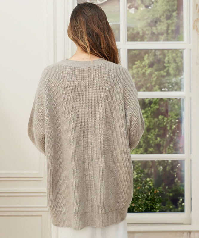 Gerippte Strickjacke für Damen in Plus Size
