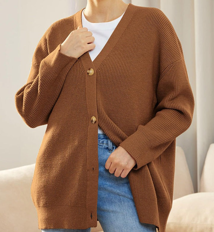 Gerippte Strickjacke für Damen in Plus Size