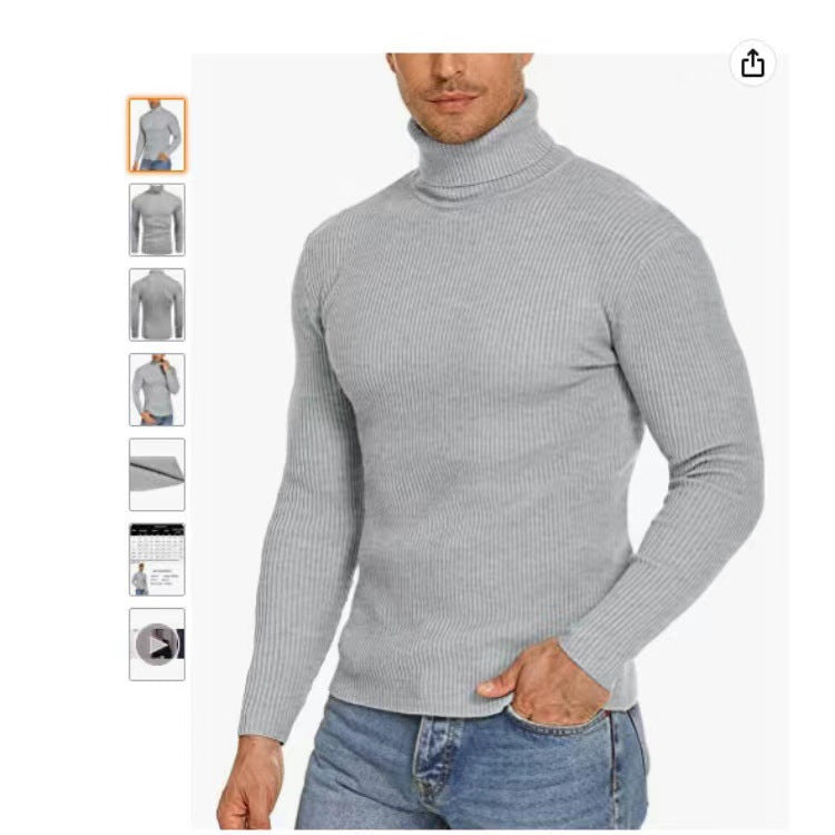 Gerippter Stehkragenpullover für Herren