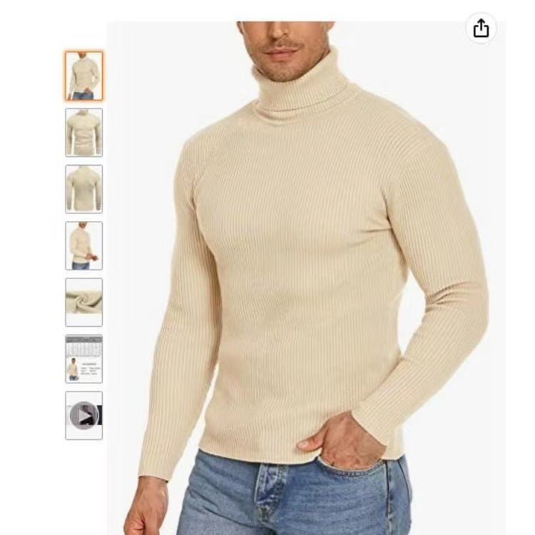 Gerippter Stehkragenpullover für Herren