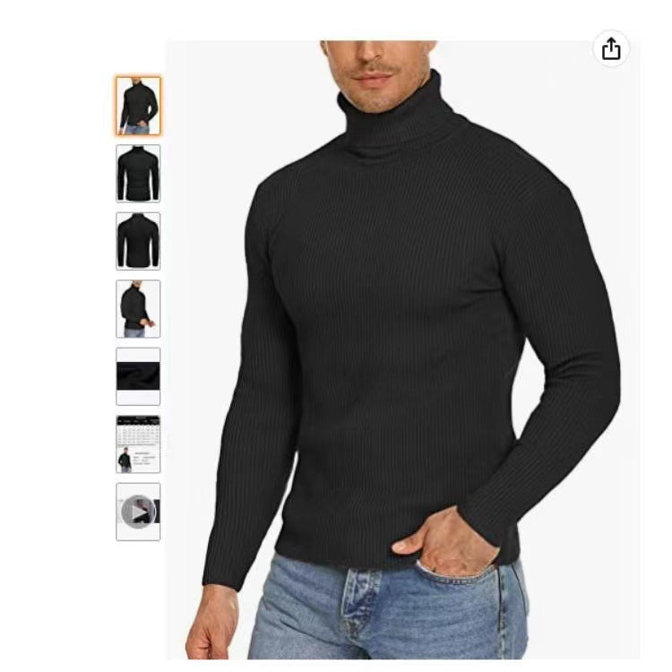 Gerippter Stehkragenpullover für Herren