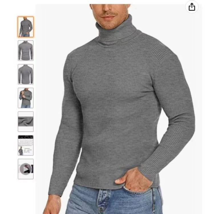 Gerippter Stehkragenpullover für Herren