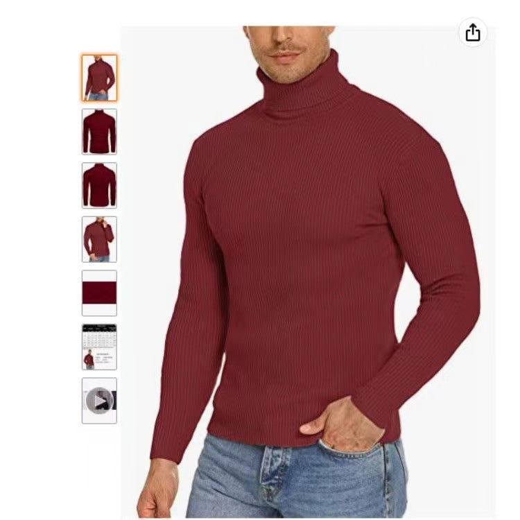 Gerippter Stehkragenpullover für Herren