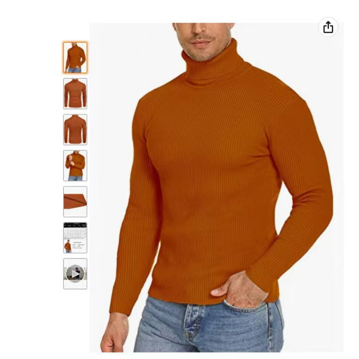 Gerippter Stehkragenpullover für Herren