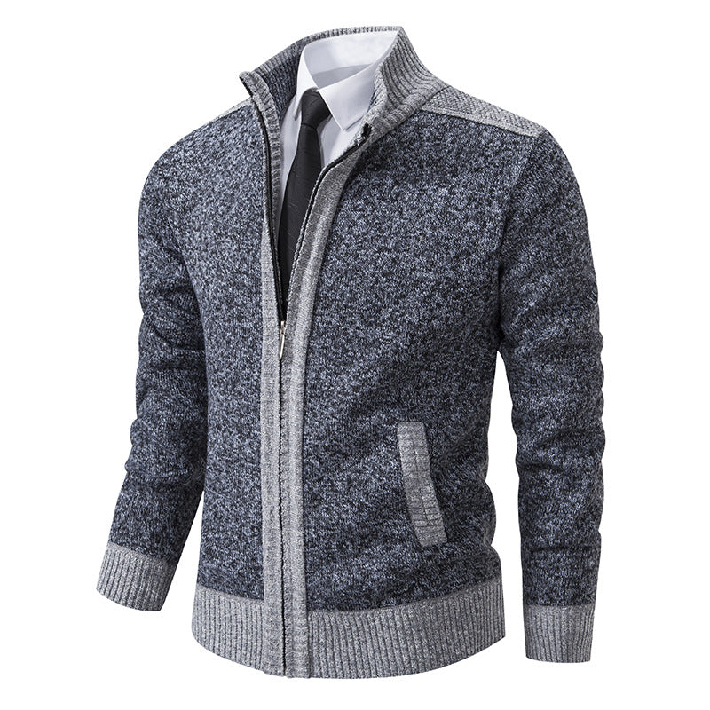 Gesteppte Strickjacke mit Stehkragen für Herren