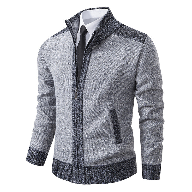 Gesteppte Strickjacke mit Stehkragen für Herren