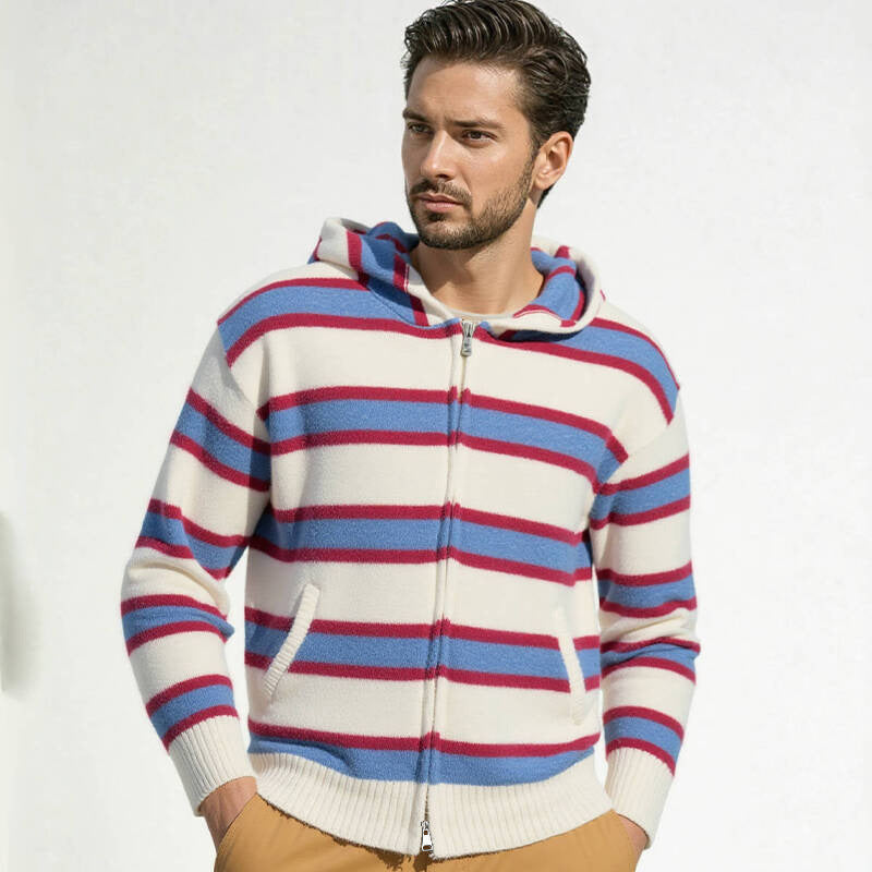 Gesteppter Kapuzenpullover mit Streifenmuster für Herren