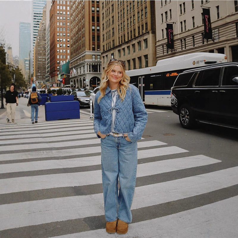 Gestepptes Übergangsjacke für Damen mit verstellbarem Bund