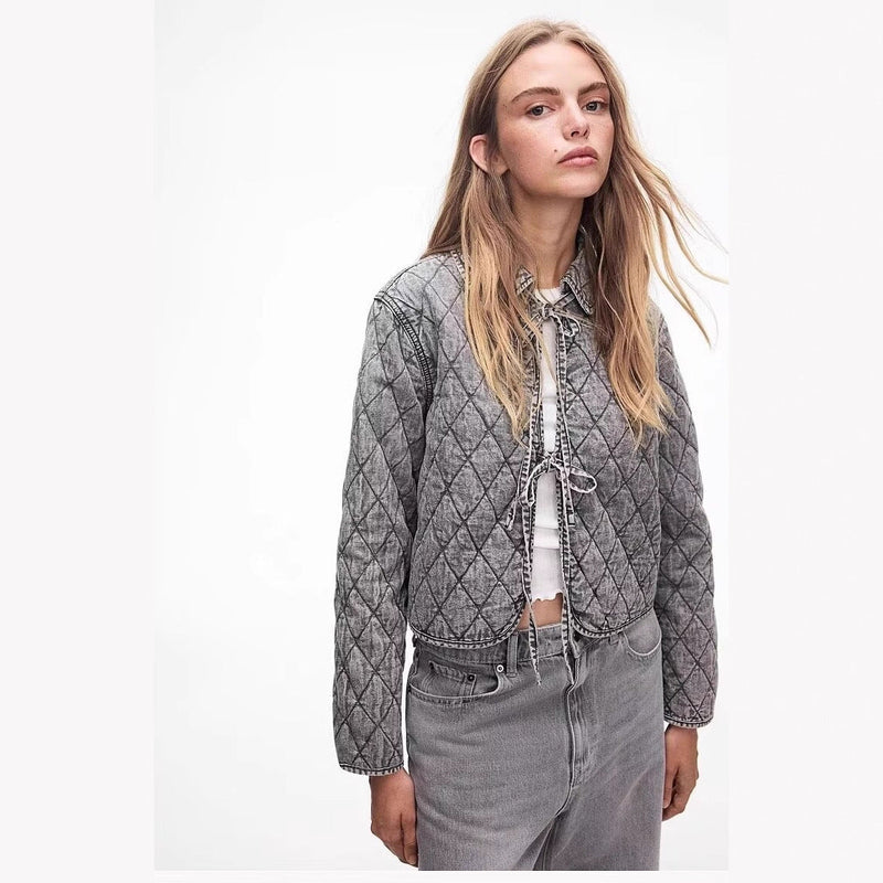 Gestepptes Übergangsjacke für Damen mit verstellbarem Bund