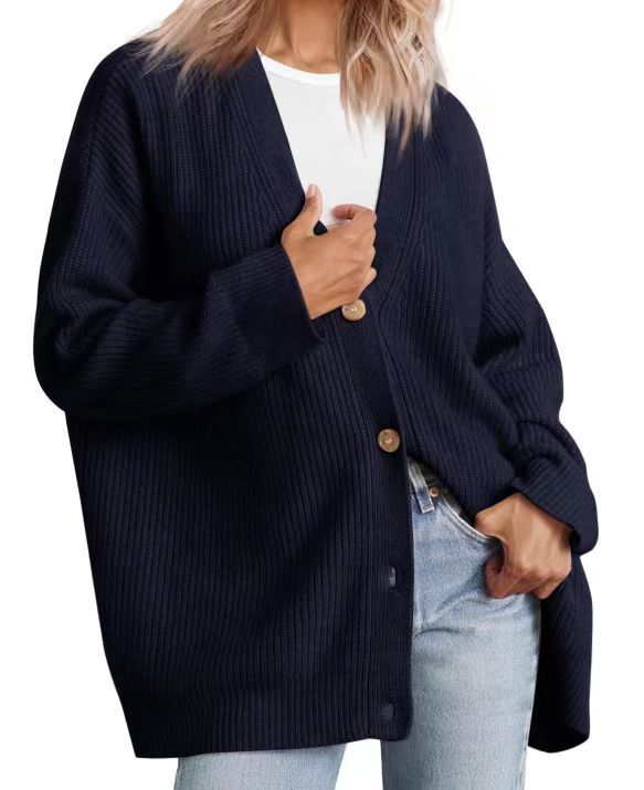 Gestreifte Strickjacke für Damen im Oversize-Stil