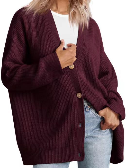 Gestreifte Strickjacke für Damen im Oversize-Stil