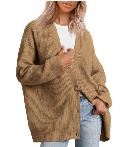 Gestreifte Strickjacke für Damen im Oversize-Stil
