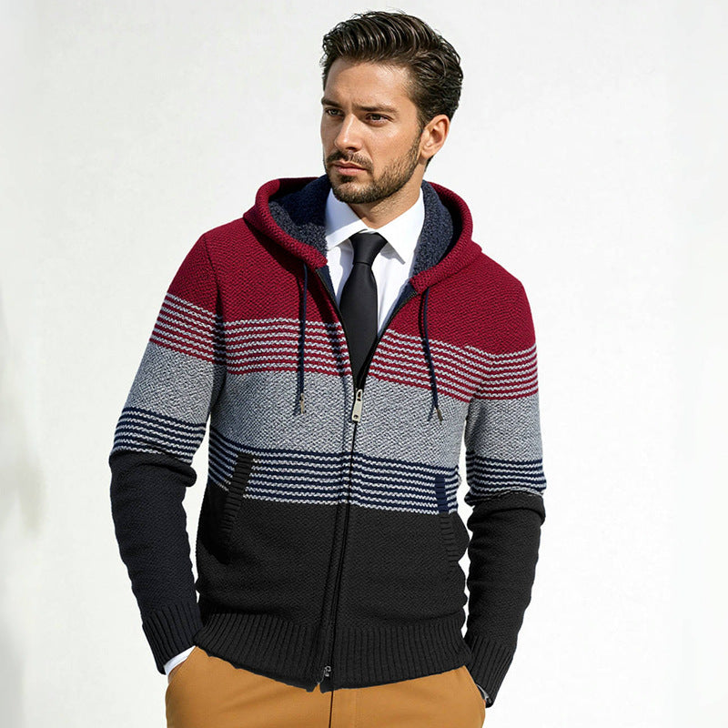 Gestreifter Herren Hoodie mit Kängurutasche